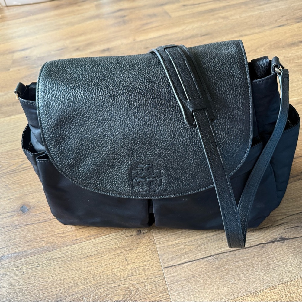 Tory Burch Thea Leather/Nylon Messenger Diaper Bag